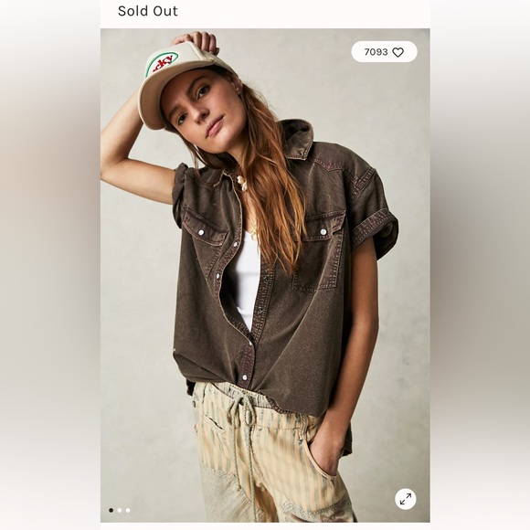 Free People We The Free The Short Of It Denim Top Dirty Deeds - Picture 2 of 3